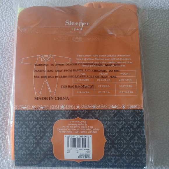 Baby Boy Girl Halloween Sleeper 3-6 Months Orange Pumpkin Target New in Package - Picture 4 of 4